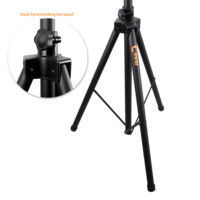 Trépied portable K-306LB-1, robuste, capacité 50 kg, hauteur 160,5-266,4 cm, en aluminium/métal, avec pied flexible en caoutchouc/plastique