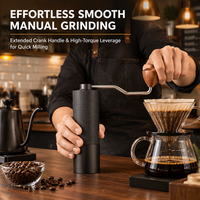 Moulin à café manuel en acier inoxydable 420 avec meules coniques CNC, manivelle allongée et double roulement pour les professionnels de la torréfaction