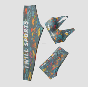 Leggings de mujer transpirables de sujetador de sublimación de Pakistán y conjunto corto de medias ropa de fitness, ropa deportiva - Product Image 3