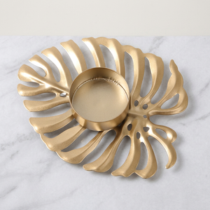 Leave Shape Plate Wholesale <b>Floating</b> Clear Pillar Iron Vintage Stand Leaf <b>Candle</b> Holder for Home Decor - Product Image 4