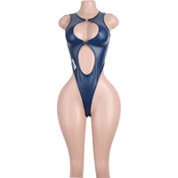 Bikini string en cuir verni découpé, haut dos nu, tenues de strip-teaseuse, vêtements de danse, combinaison exotique une pièce, bodys sexy pour boîte de nuit, vêtements de rave