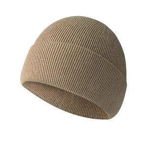 หมวกบีนนี่สำหรับฤดูใบไม้ร่วงและผู้ชายทุกเพศหมวกลายหัวกะโหลกถักอบอุ่นสีพื้นทันสมัยสำหรับการเดินทาง - Product Image 3