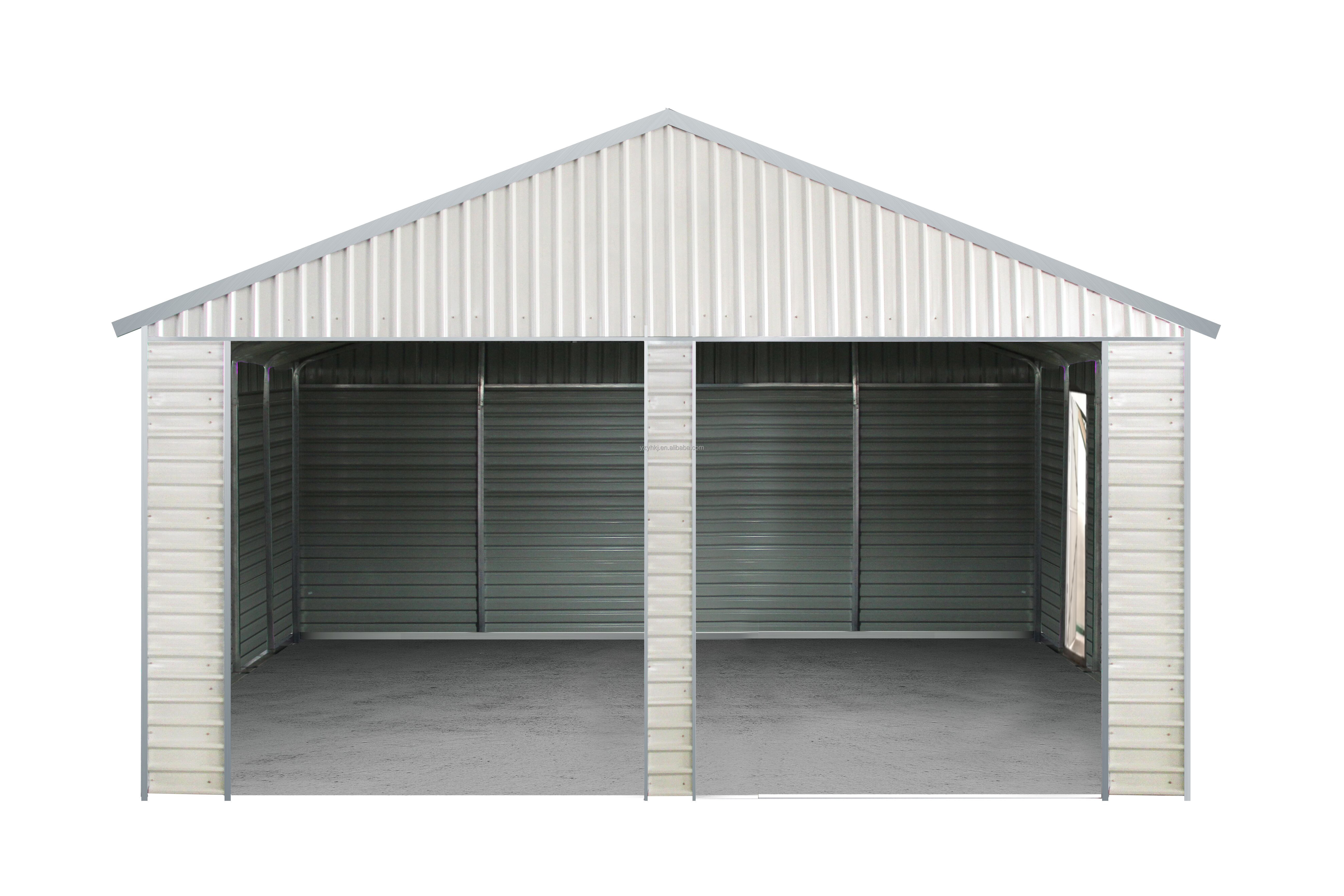 GARAGE S 21' x 19' Double Garage Metal Shed with Side Entry Door