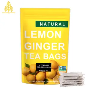 Lemon Ginger Herbal Tea Cafeína Livre Bom para Digestão Suporta o Metabolismo System Factory Supply OEM