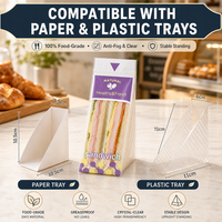 Papier d'emballage pour sandwich en plastique, jetable, pour le camping en plein air, facile à déchirer, sacs à sandwich triangulaires en plastique