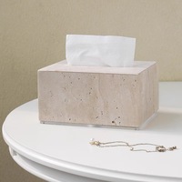 2025 nouvelle boîte à mouchoirs en travertin Beige naturel décorations de boîte à mouchoirs rectangulaires pour la maison, l'hôtel