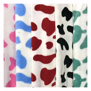 230GSM Dairy Cattle Printing Colorful Polyester Flannel Fleece Fabric Cartoon