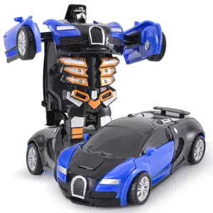 Diecast Inertia Deformation Mini Force Walking Vehicle Collision Car Transform Robot Toy Model Boy Kid For Gift Toys