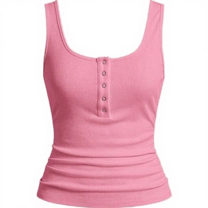 Camiseta sin mangas de color liso, elegante y cómoda, de algodón y lyocell, con tirantes finos, informal, de punto transpirable para mujer - Product Image 3