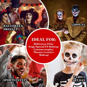 Kit <span class=keywords><strong>de</strong></span> Maquillaje <span class=keywords><strong>de</strong></span> Halloween, Set Profesional <span class=keywords><strong>de</strong></span> <span class=keywords><strong>Pintura</strong></span> Facial <span class=keywords><strong>de</strong></span> Payaso con Pinceles para Sangre, <span class=keywords><strong>Pintura</strong></span> Corporal SFX Segura para la Piel, para Cosplay y Fiestas - Product Image 4
