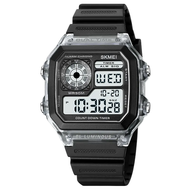 Skmei 1998 Men's Square Digital Shock Black Resin Strap Watch