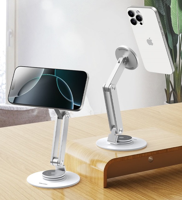 VOKAMO Magnetic Alloy Floating Phone Stand Dual-Layer Adjustable Holder with N52 Magnets for iPhone MagSafe Series