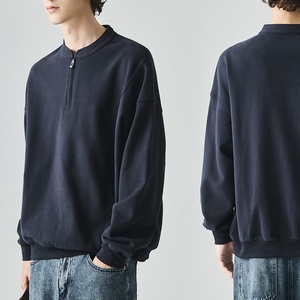 Hot Bán OEM Tùy Chỉnh Thiết Kế Logo Chất Lượng Cao Màu Đen Mens Quý Áo Trống Đứng Cổ Áo Nửa Zip Áo Thun Áo - Product Image 2
