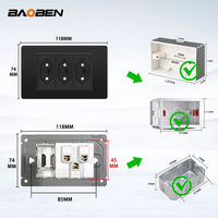 BAOBEN Prise murale USB Type C à charge rapide, ignifuge, conforme aux normes israéliennes, interrupteur d'éclairage, TV satellite, Tel CAT5 CAT6