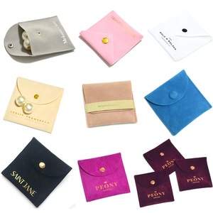 2024 Hot Sell Low MOQ Gray Suede Velvet Envelope Ribbon Jewelry Pouch W/silver Foil logo
