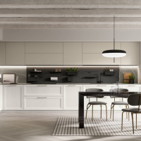 Kabinet Dapur Kayu Solid Modern Modular Kustom Kelas Atas dengan Wastafel, Tahan Lama untuk Apartemen dan Vila