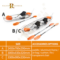 Kayak transparent en forme de cœur de 6,5 pieds, stable, léger, 2 places, sièges doubles, couples, tourisme panoramique, bateau transparent en cristal
