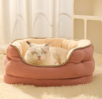Winterfestes, dickes, warmes, halbumschlossenes Katzen- und Hundebett, dreilagig, achteckig, aus PP, faltbar, abnehmbar und waschbar, luxuriös, modern.