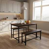 Table à manger rectangulaire moderne avec pieds en métal, plateau en bois écologique, design durable et stable, idéale pour appartement, convertible et extensible