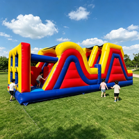 Parcours d'obstacles gonflable avec toboggan, combo commercial pour enfants et adultes, fête en plein air, château gonflable personnalisé