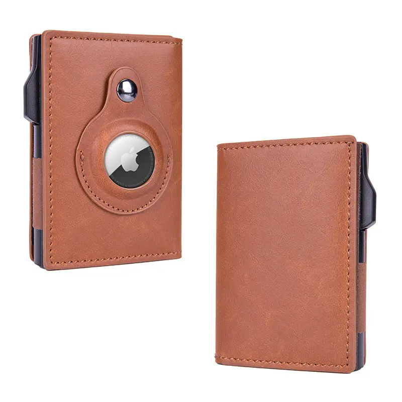 Portacarte in pelle portafoglio da uomo Pop-Up automatico custodia carta Anti-perdita RFID minimalista blocco maschio portafoglio Pop-Up