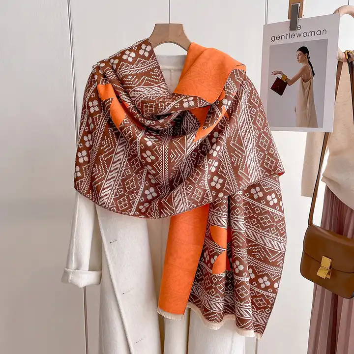 Luxury Brand Winter Cashmere Scarf for Women Fashion Warm Shawls