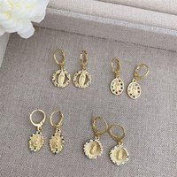 À la mode nouveau cuivre plaqué or 18 carats diamant intégré coloré zircone Sainte oreille goujons multi-style femmes vêtements quotidiens cadeaux
