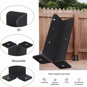 <span class=keywords><strong>Base</strong></span> d'ancrage réglable pour poteaux de terrasse, support de clôture demi-colonne robuste noir pour rénovation - Product Image 5