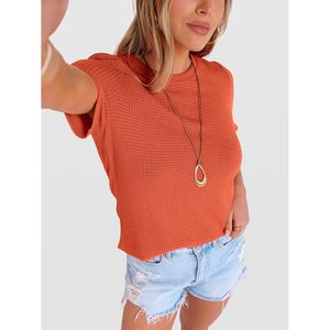 Camiseta de Verano para Mujer FOXA, Cuello Redondo, Manga Corta, Tejido Waffle, Informal, Transpirable, Básica, Blusa, Conjuntos de Primavera 2026 - Product Image 6