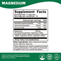 Suplemen Magnesium 7 Kompleks dengan Daya Serap Tinggi 1000mg Per Sajian Kapsul Vegetarian untuk Fungsi Otot dan Saraf