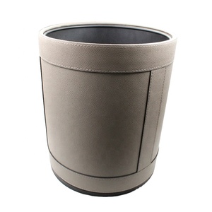 Poubelle d'intérieur en cuir de luxe personnalisée pour salle de bain cuisine chambre d'hôtel poubelle - Product Image 1