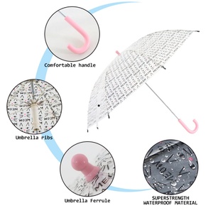 Parapluie transparent pour enfants, dessin animé promotionnel, ouverture manuelle, poignée en J, parapluie transparent pour enfants avec impression de logo personnalisé - Product Image 5