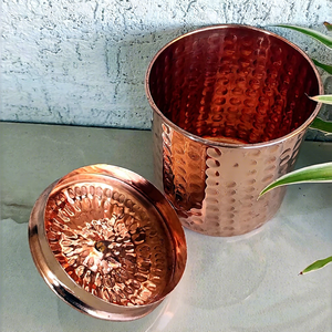 Handmade Hammered Copper <b>Storage</b> Canister with Lid Decorative <b>Kitchen</b> Countertop Container - Product Image 6