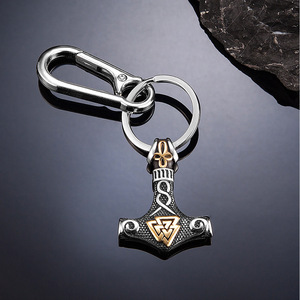 Porte-clés marteau de Thor en alliage de zinc, pendentif sur le thème des Vikings, sangle en cuir, cadeau unisexe - Product Image 5