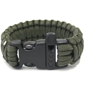 1PC Outdoor Camping Fallschirm-schnur Notfall Überleben Armband Seil mit Pfeife Schnalle (Armee Grün)