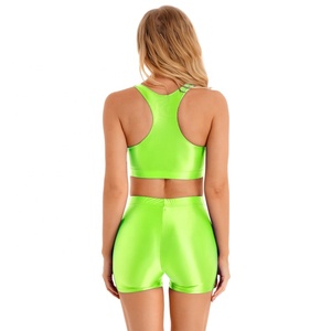 Conjunto de Top Brillante y Shorts para Mujer, Diseño de Fabricante, para Deportes, Fitness, Yoga, Natación, Gimnasio, Playa y Piscina - Product Image 5
