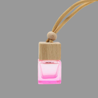 Diffuseur de parfum pour voiture en verre de forme carrée avec bouchon à vis en bois, logo personnalisé, 8 ml, dégradé noir givré