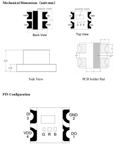Chip IC Worldsemis WS2812B-2020/WS2812C-2020 12mA*3 8 bits 256 Grises 3.3V-5.5V 4 Pines para Tira de Luz - Product Image 4