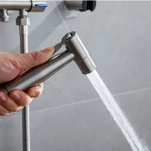 蛇口ダイバータ付きSUS304トイレビデ噴霧器温水冷水Shattafビデセット