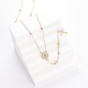 CM 보석 구슬 체인 지르콘 목걸이 금도금 크로스 칼라 산타 유다 로사리오 성모 마리아 14K 가톨릭 묵주 종교 - Product Image 2