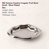 Petite corbeille à fruits en céramique plaquée argent, design moderne, bord ondulé irrégulier, plateau de service décoratif, texture INS, pour hôtels, vente en gros