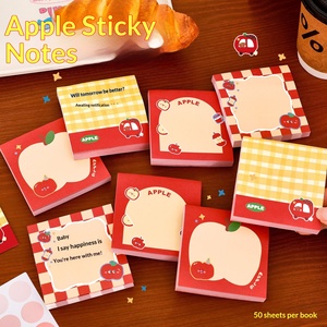 Cute Apple Shaped <b>Sticky</b> <b>Notes</b>, High-value Self-adhesive Memo Pads, Cartoon Reusable Notepads for Student Message and Daily <b>Note</b> - Product Image 3