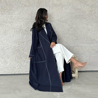 Dernier Nouveau Design Femmes Ouvert Abaya Design Arabie Saoudite Robes Manteau Style Imitation Jean Abaya Casual Simple Dubai Mode 2025