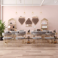 Table de manucure et ensemble de chaises combinaison salon de manucure marbre Table de manucure simple moderne