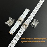 Connecteur LED SMD COB en cristal réutilisable 8mm 10mm 4 broches 4Pin Connecteur d'angle pour bande LED RGB