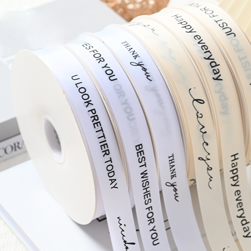 JYSD005 Gift Wrapping Ribbon Wholesale 100% Polyester Ribbon Gift Custom 3D Gold Foil Printed Grosgrain Ribbon With Logo