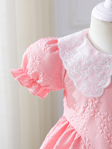 Vestito Estivo per Bambina, <span class=keywords><strong>Dolce</strong></span> ed Elegante, con Collo in Pizzo, Maniche a Palloncino, Stile Principessa, Gonna Floreale Retrò Soffice, ODM - Product Image 3