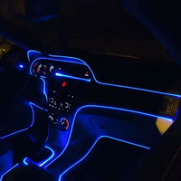 Kit d'éclairage d'ambiance dynamique pour voiture 5-en-1 à fibres optiques LED, avec effets de poursuite de couleur, contrôle via application musicale et télécommande, en plastique IP68