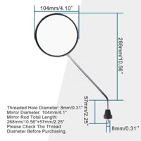 GOOFIT 8MM Filetage Rond Rétroviseur de Moto Remplacement pour 50cc 70cc 90cc 110cc 125cc 150cc 200cc 250cc ATV Scooter