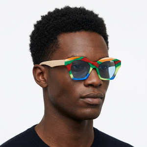 Lunettes de soleil œil de chat colorées à monture intégrale, verres polarisés, protection UV 100%, style tendance pour hommes adultes - Product Image 1